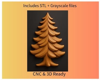 Imagen en bajorrelieve de árbol de Navidad en escala de grises (STL) / Archivo de tallado CNC 3D / Decoración navideña e invernal para Aspire, Fusion e impresión 3D