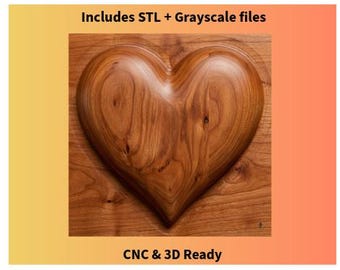Corazón de globo esculpido en relieve CNC / Corazón de San Valentín 3D / Archivos STL y escala de grises para tallado CNC