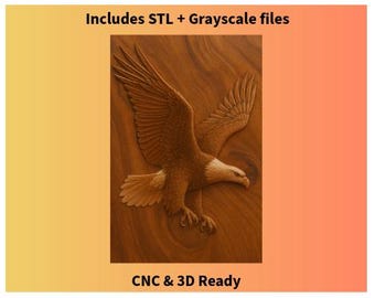 Aquila in volo - CNC - Pacchetto di stampa 3D / Scala di grigi ad alto contrasto, immagini di prodotto e più modelli STL