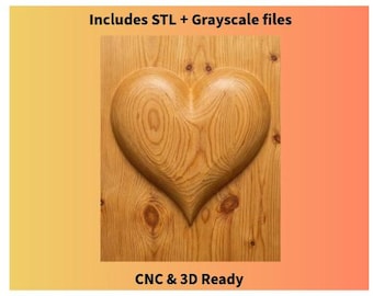 Corazón de globo esculpido en relieve CNC / Corazón de San Valentín 3D / Archivos STL y escala de grises para tallado CNC