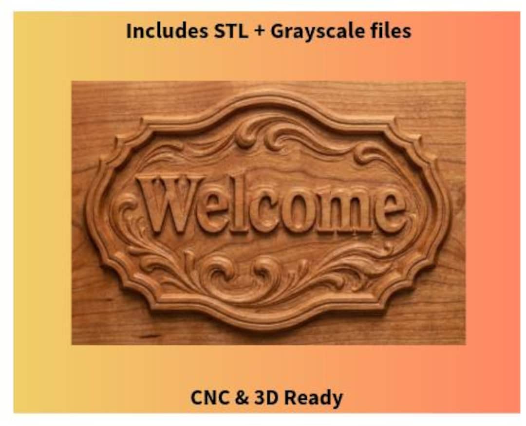 Welcome Sign CNC Relief STL - Grayscale Set | Decorative Carved Welcome ...