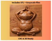 Yoga Frog Relief Model – CNC -  3D Printing Bundle | Lithophane STL Set, Grayscale Relief & High-Resolution Image Pack
