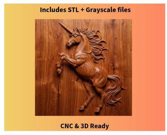 Unicorn 3D STL Relief - Fantasy CNC & 3D Printer Model (Digital Download)