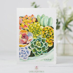 Sukkulenten, Büttenrand Aquarell Grußkarten, Muttertagskarte, Floral, Sentimental, Grußkarten, leere Karten, stationär, Danke