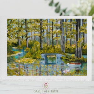 The Notebook, Deckle Edge Aquarell Grußkarten, Wasserfall, Brücke, Boot, Fluss, Notizkarten, Blanko-Karten, Film, Cypress Gardens