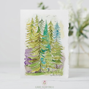 5x7 Forest Colors, biglietti di auguri con bordo frastagliato, viaggi, viaggio su strada, pini, cancelleria, biglietti di auguri, biglietti vuoti, sentimentali