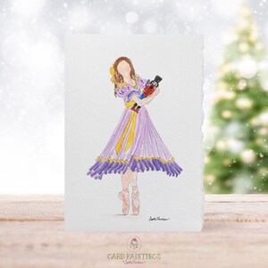 5x7 Clara de O Quebra-Nozes, Balé, Cartões de aquarela, Papelaria, Cartões de Natal Quebra-Nozes, Cartões em branco, Edição limitada