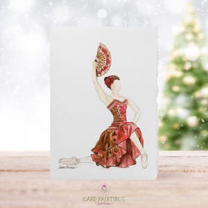 5x7, Chocolate Espanhol do Quebra-Nozes, Balé, Cartões de Aquarela, Papelaria, Cartões de Notas do Quebra-Nozes de Natal, Cartões em Branco, Presentes