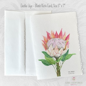 Cartão King Protea, cartões comemorativos em aquarela Deckle Edge, Fynbos, estacionário, cartões de nota, cartões em branco, cartões florais, pacote de 5, cartão Protea