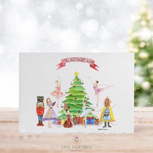 Colagem de balé O Quebra-Nozes, balé, 5x7, cartões de aquarela, papelaria, cartões de nota do Quebra-Nozes de Natal, cartões em branco, cartões-presente