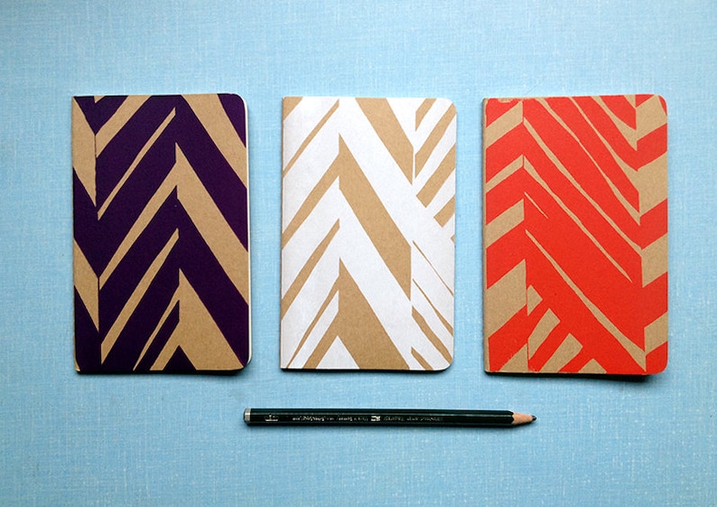 Screen printed A6 Moleskine Notebook with abstract design