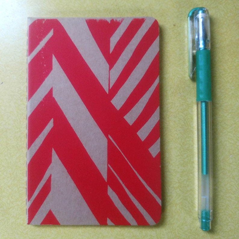 Screen printed A6 Moleskine Notebook with abstract design