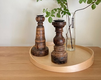 Vintage wooden candleholders (set of 2)