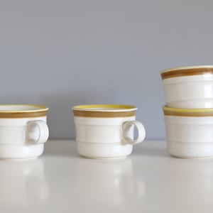 Stoneware Mugs Yellow and Brown Rim Made in Japan | Craft Stone Ceramic Mug | Speckled Glaze Mugs | Stoneware Ceramic Coffee Tea Cups