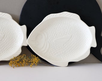 Fish Plate Whittier Pottery | White Ceramic Fish Plate | California Pottery