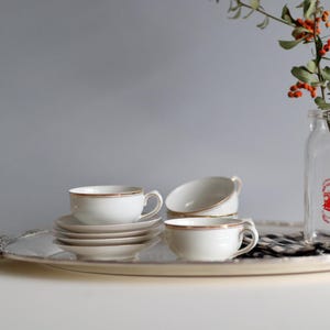 Johann Seltmann Vohenstrauss Bavaria White and Gold Demitasse/ Espresso Cups (SET of 4 cups and 4 Saucers)