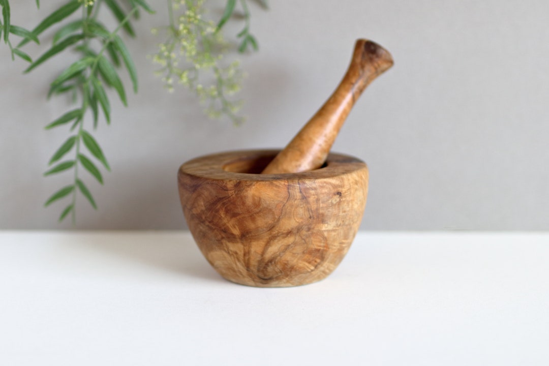 Vintage Olive Wood Mortar and Pestle Made in France Etsy