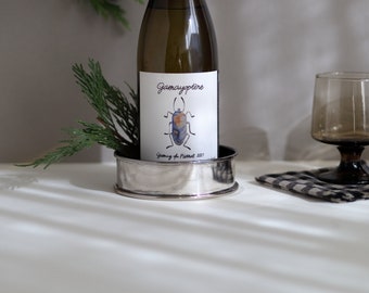 Silver Wine Coaster / wine bottle formica trivet