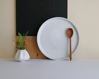 DANSK Platter Gray Stoneware with White Splatter
