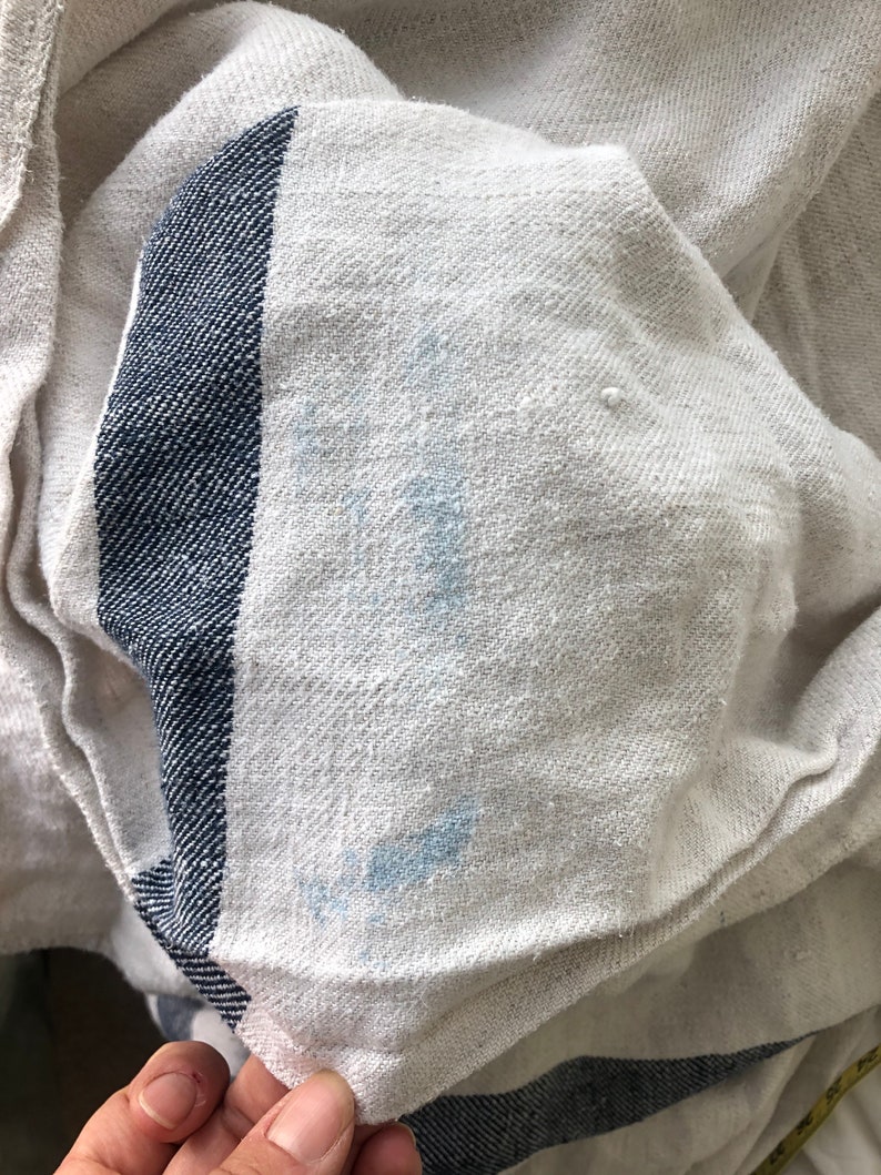 French Linen Cloth Heavyweight Vintage Stripe Linen
