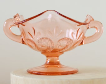 Pink Depression Glass Vase | Duggan Afterglow Two Handled Jelly