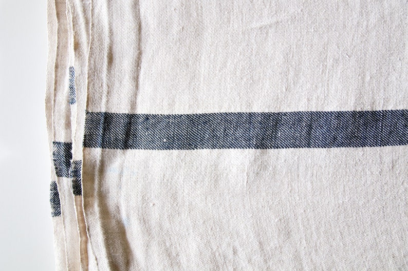 French Linen Cloth Heavyweight Vintage Stripe Linen