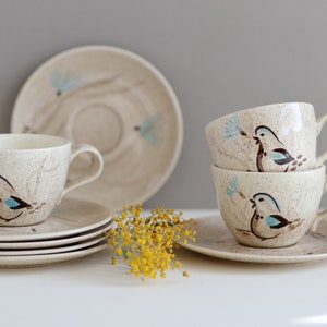 Red Wing Ceramic Cups and Saucers