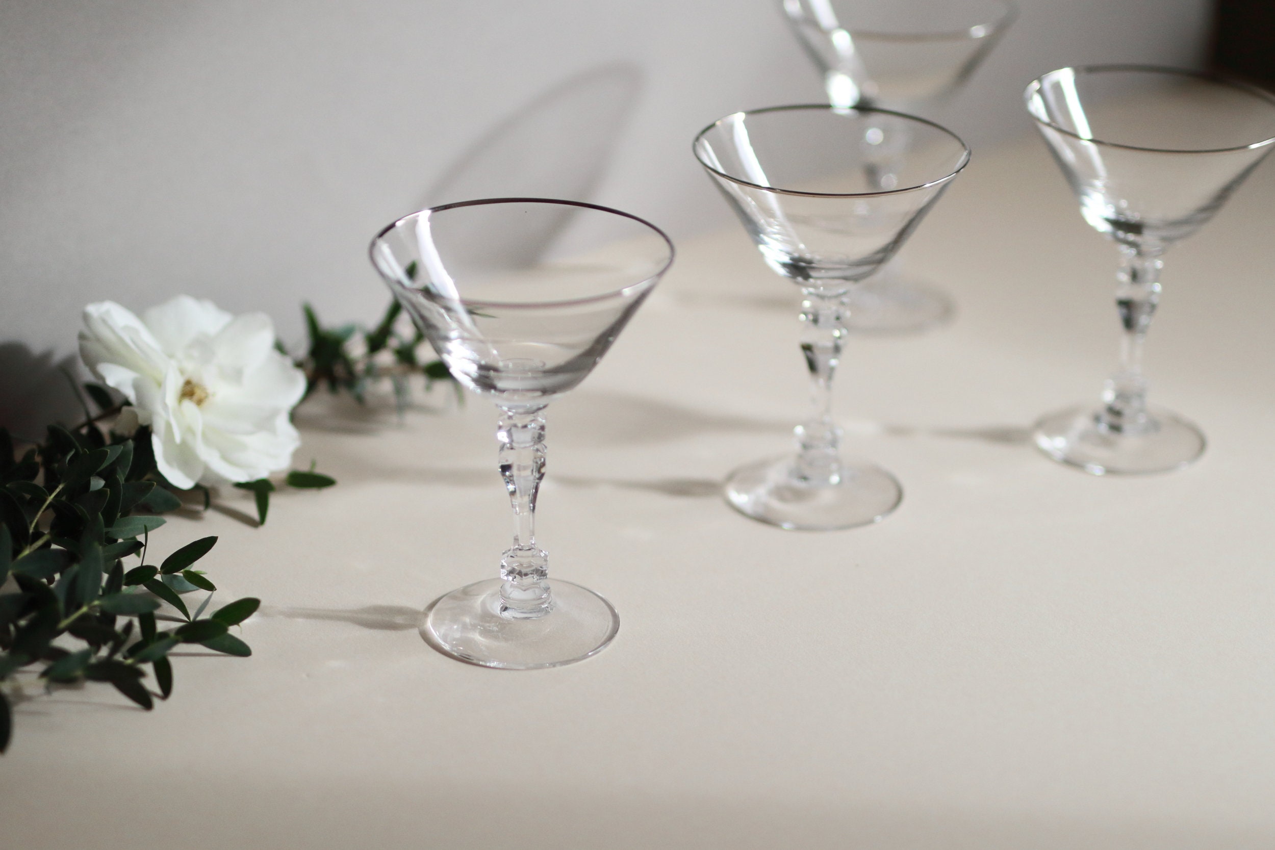 Vintage Martini Glasses With Silver Rim / Cocktail Glasses set of 2 Etsy