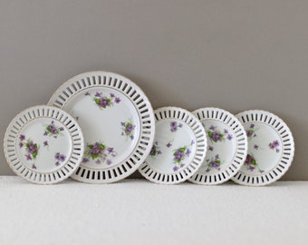 Vintage Floral Plate Set Made in Japan (Set of 5)