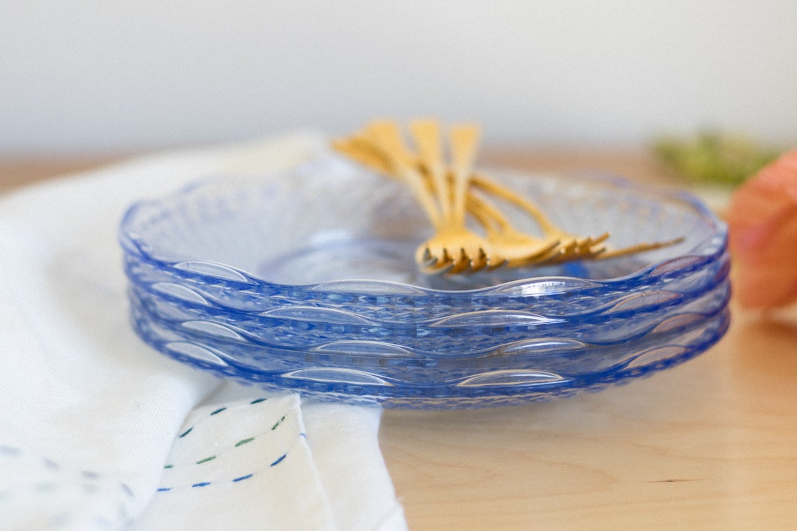 Light Blue Glass Plates Set of 4 or 6 Made in Italy Etsy