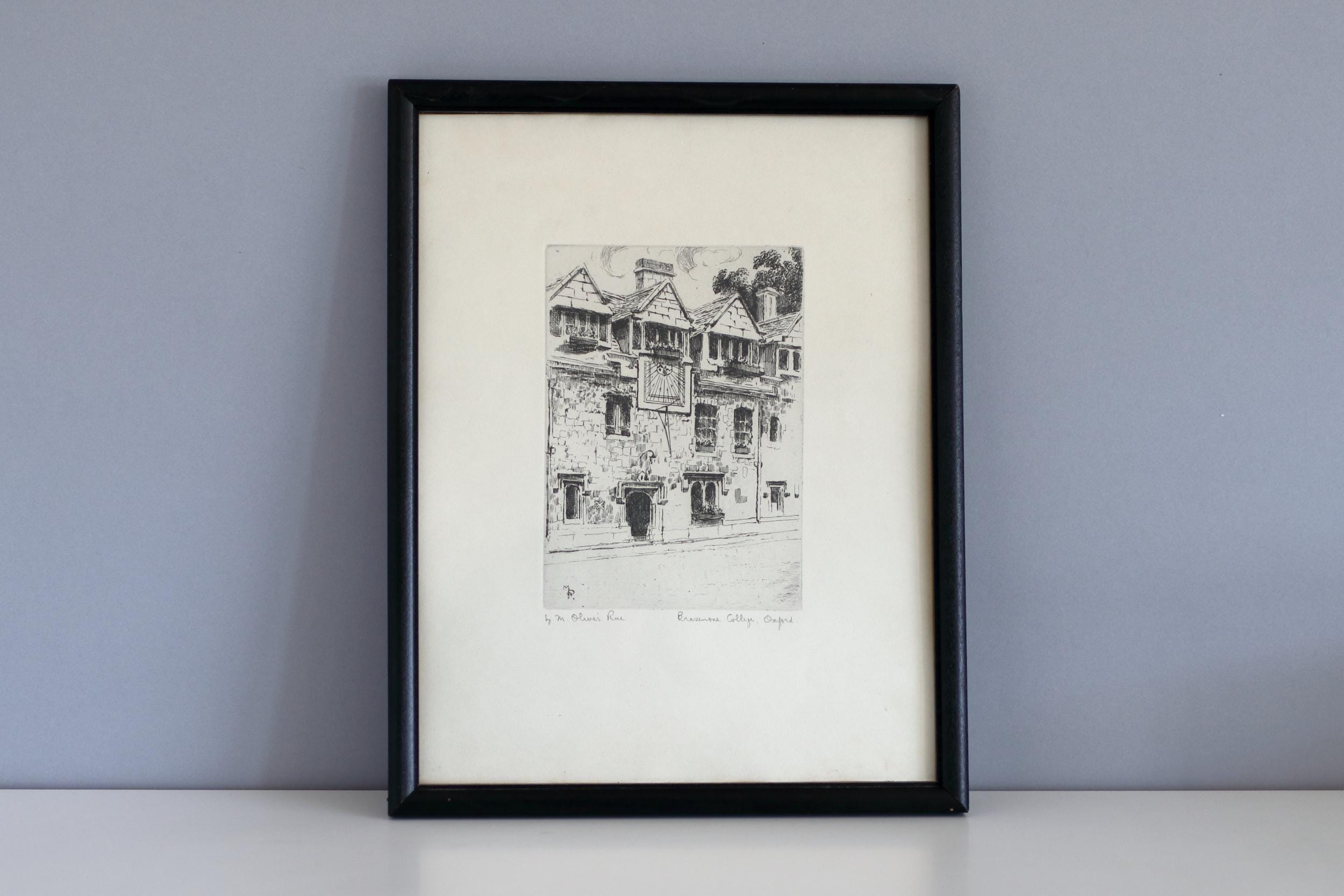 Mabel Oliver Rae Etching Brasenose College, Oxford