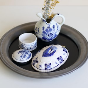 Set of 3 Delft Ceramic White and Blue Hand Painted Small Items (set of 3)