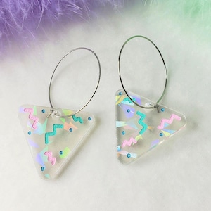 Rainbow Triangle 80s Party Hoop Earrings | 80s Inspired | 90s Earrings | Vaporwave