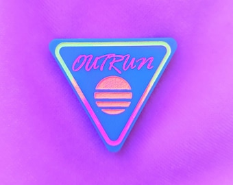 Spilla triangolare Outrun, anni '80, estetica, vaporwave, synthwave, arte outrun
