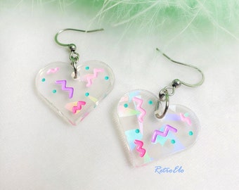 Rainbow 80s Party Heart Earrings | Valentines Earrings | 80s Earrings | 90s Earrings