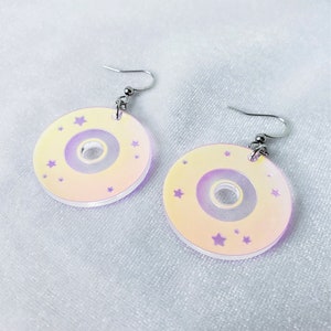 Mini Iridescent CD Earrings | Retro | 80s | 90s | Tech Jewelry | Music