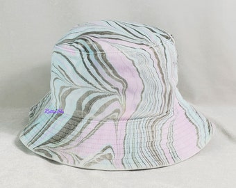 Retro Zebra Bucket Hat, one of a kind hat, trippy hat, marble hat, retro bucket hat, 90s bucket hat, 80s bucket hat, 70s bucket hat