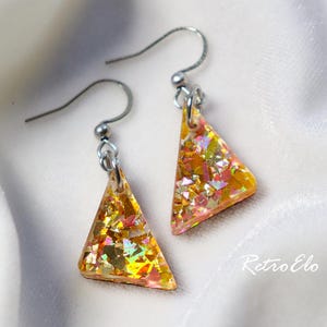 Mini 80s Inspired Chunky Glitter Triangle Earrings | Geometric Earrings | Retro | 90s | Vaporwave Aesthetic