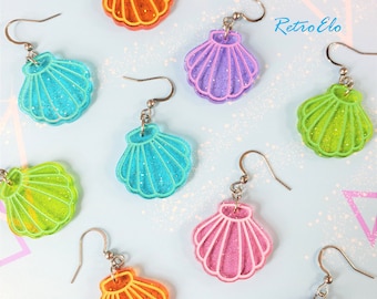 Mini glitterörhängen med snäckskal | Handmålade | Kustsmycken | Kawaiiörhängen | Strand | Glitteraccessoarer | Glitternsnäckor