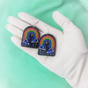 80s Geometric Rainbow Earrings, vaporwave, synthwave, new retro, new wave, pastel image 3