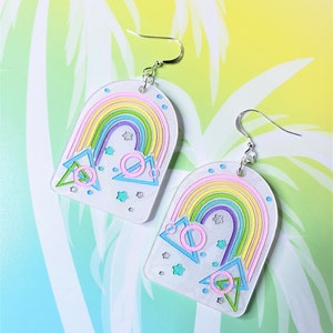 80s Geometric Rainbow Earrings, vaporwave, synthwave, new retro, new wave, pastel image 7