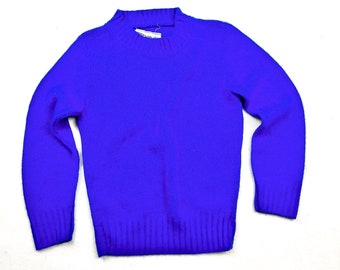 Pull en tricot bleu royal, pull en tricot acrylique basique vintage des années 80, Knitwaves, taille 5 ans