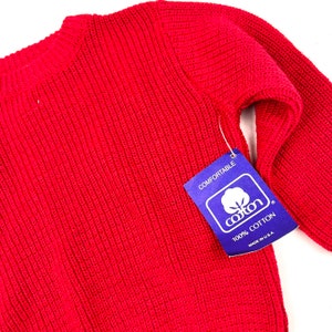 Pull en tricot de coton pour enfants des années 80, pullover côtelé rouge vintage des années 80 Deadstock, taille 3T image 2