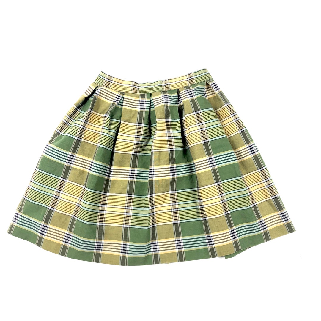 Kids Plaid Skirt, Vintage Kids Plaid Pleated Miniskirt, Holiday Skirt ...