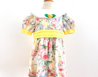 robe à fleurs vintage des années 80, robe de soirée pour fille, taille 4 ans