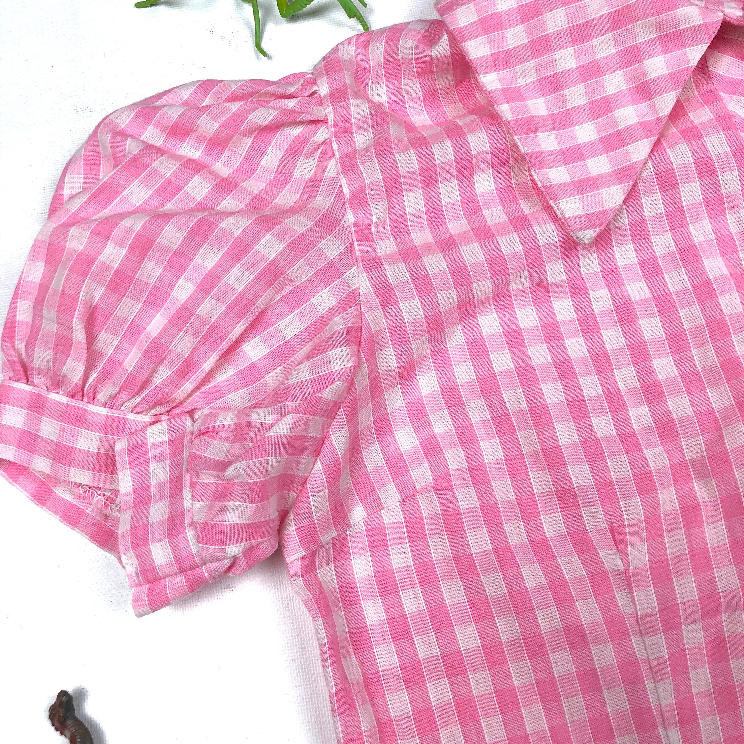 gingham pink top