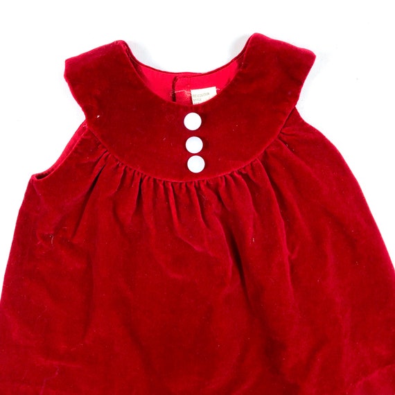 Red velvet jumper dress, Vintage girls red tunic … - image 3