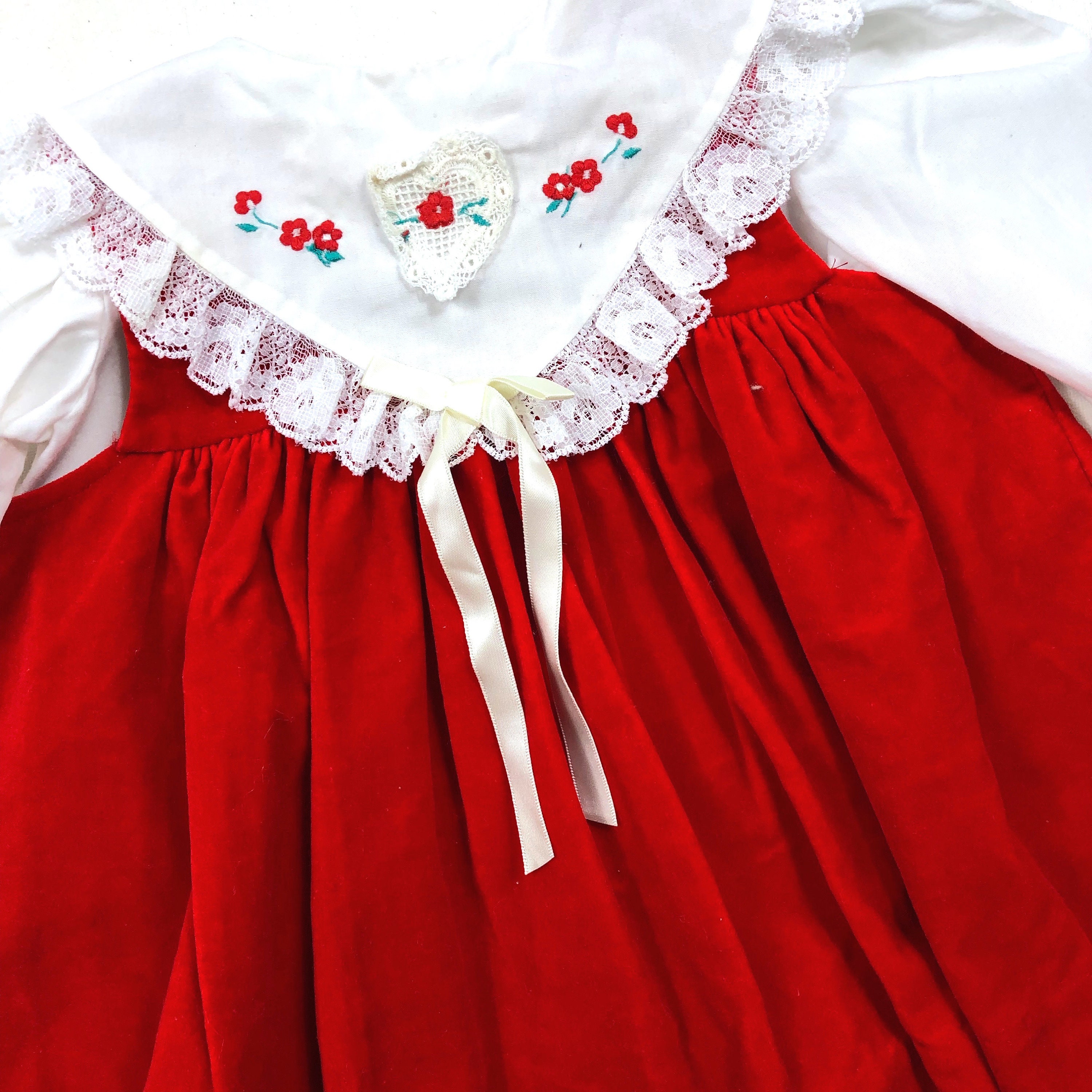Kids Red velvet jumper dress, Vintage 2 