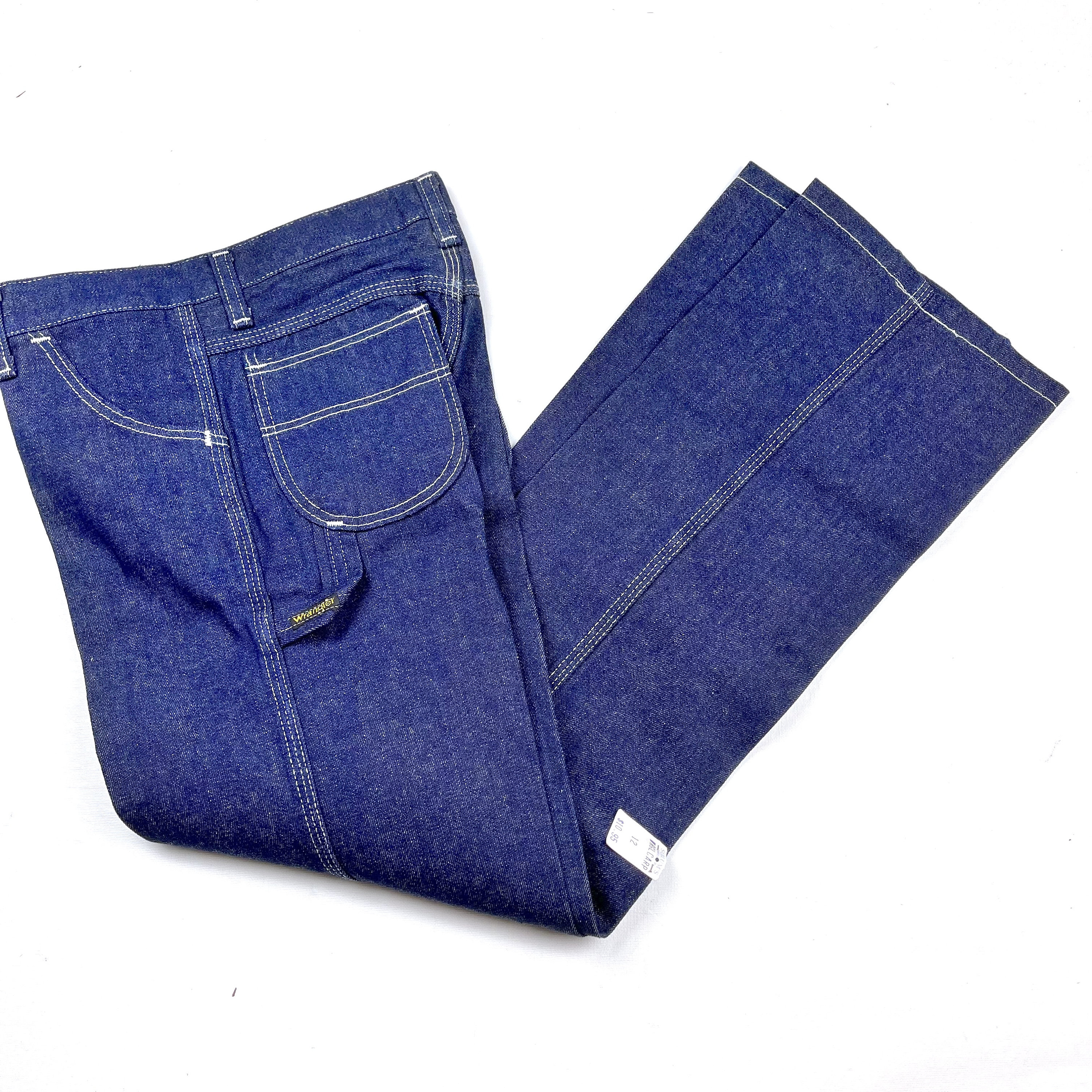 Vtg Wrangler kids carpenter utility jeans, Deadstock vintage kids dark blue  indigo Carpenter jean, kids 70's denim, Size 12Y