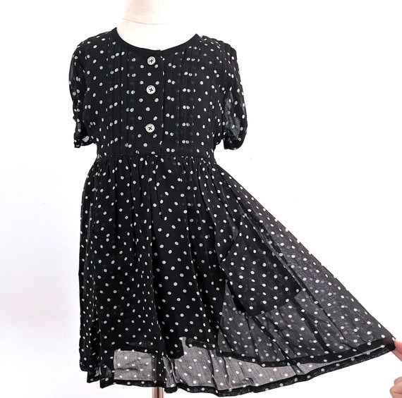 Vintage 90s polka dot dress, kids rayon short sle… - image 3